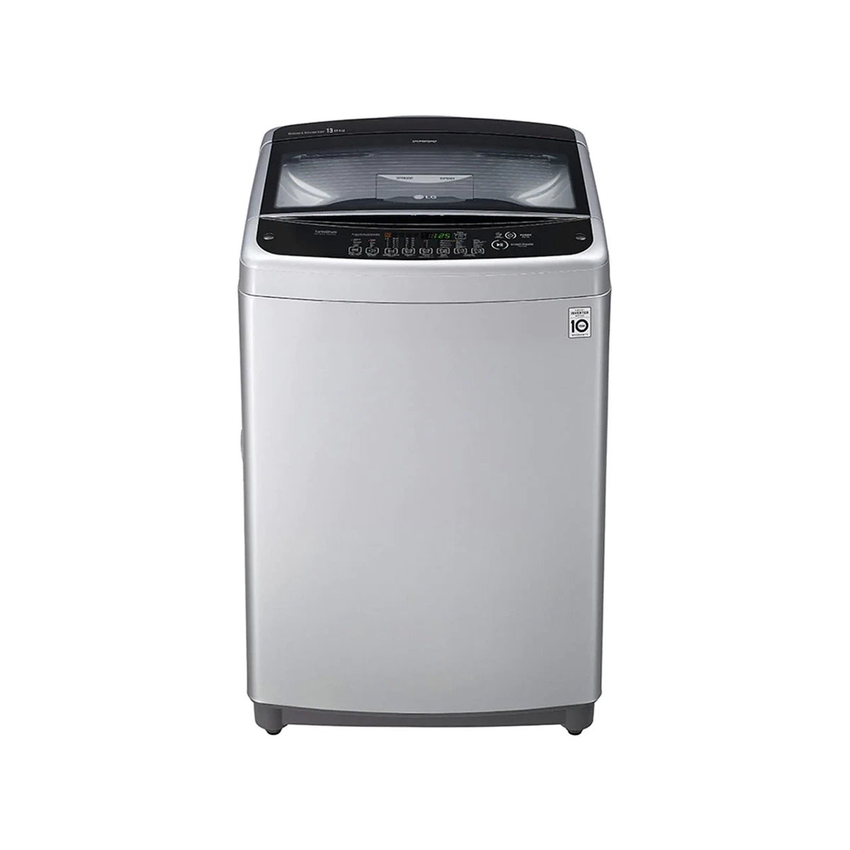 LG - Washing Machine 13 Kg Smart Inverter Top load Washing Machine Turbo Drum, Soft Closing Door Middle Silver