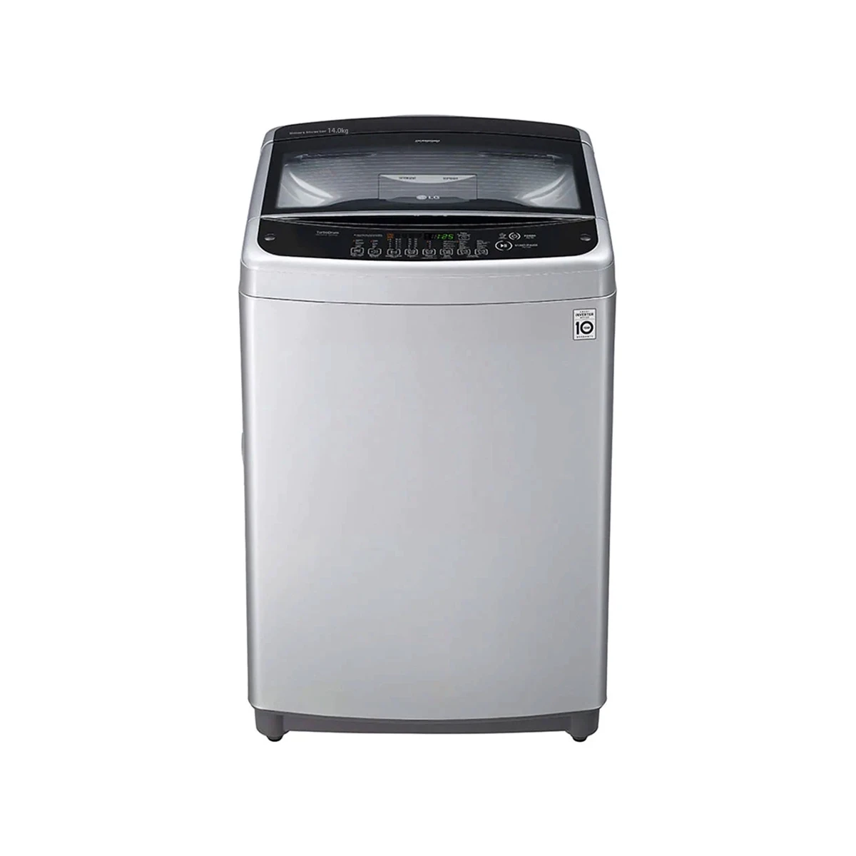 LG - Washing Machine 14 Kg Smart Inverter Top load Washing Machine Turbo Drum, Soft Closing Door Premium Silver
