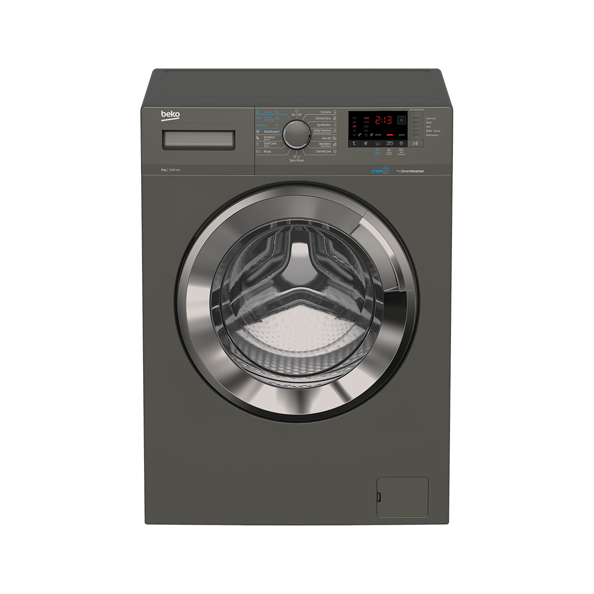 Beko - Washing Machines -9 KG 1200 RPM -Digital screen- Gray-XL Chrome Door -(Xpress) Inv.-Steam