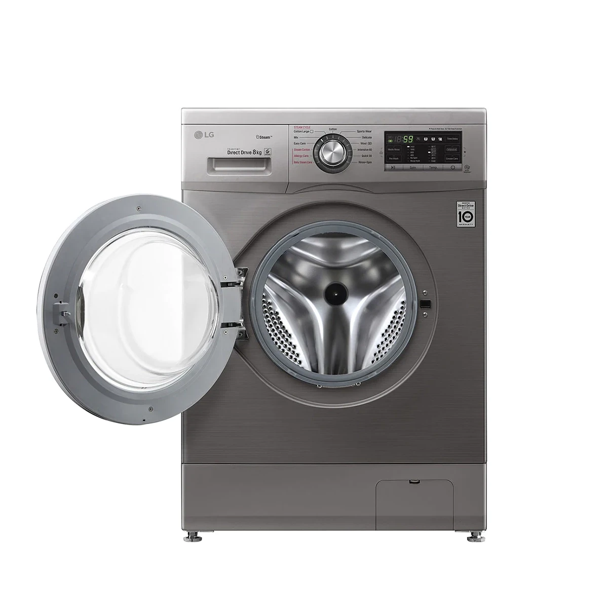 LG - Washing Machine (Direct Drive Motor , 6 motion ,LED display, chrome Door -Steam-8kwsh-stonesil